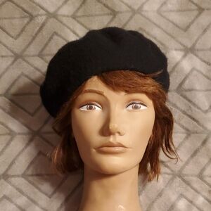 Women Beret 100% Wool Black French Beret Ladies Hat Winter Gift Beanie
